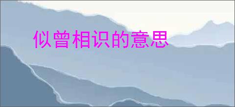 似曾相识的意思