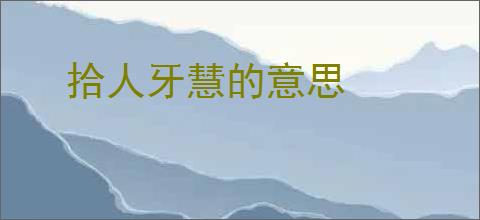 拾人牙慧的意思